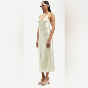 SAMSOE Sally Shimmering Sequin backless sleeveless Pear Sorbet Maxi Dress